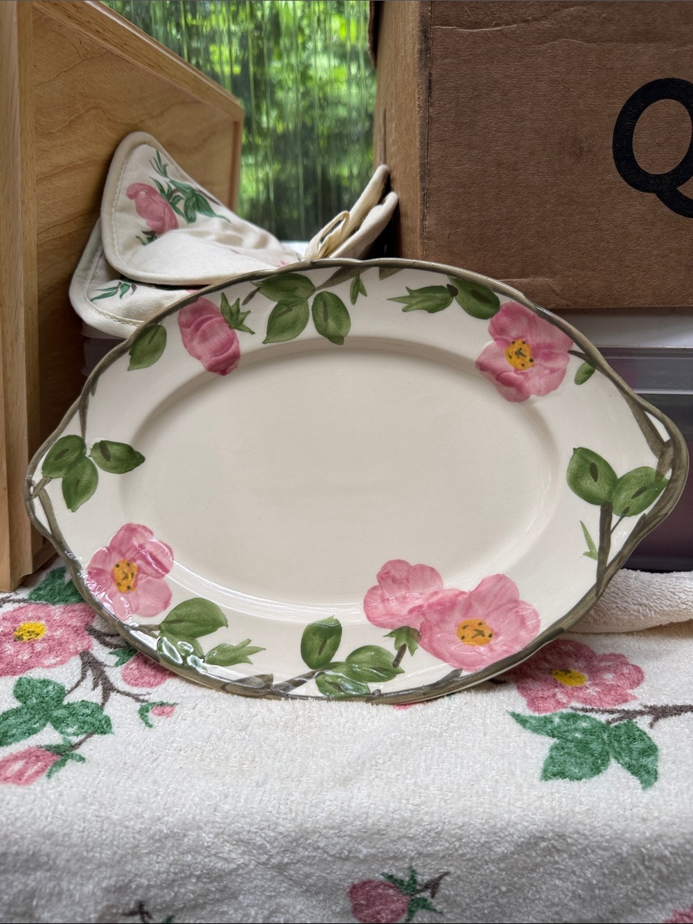 Franciscan Pink Floral Cream Ceramic Serving Platter